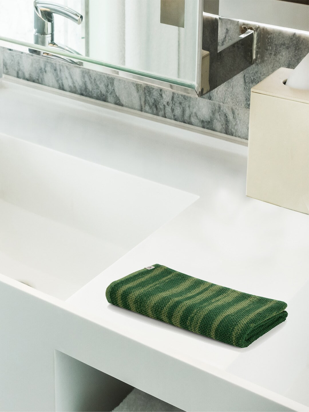 

Himeya Unisex Green Striped 500GSM Cotton Sustainable Bath Towels