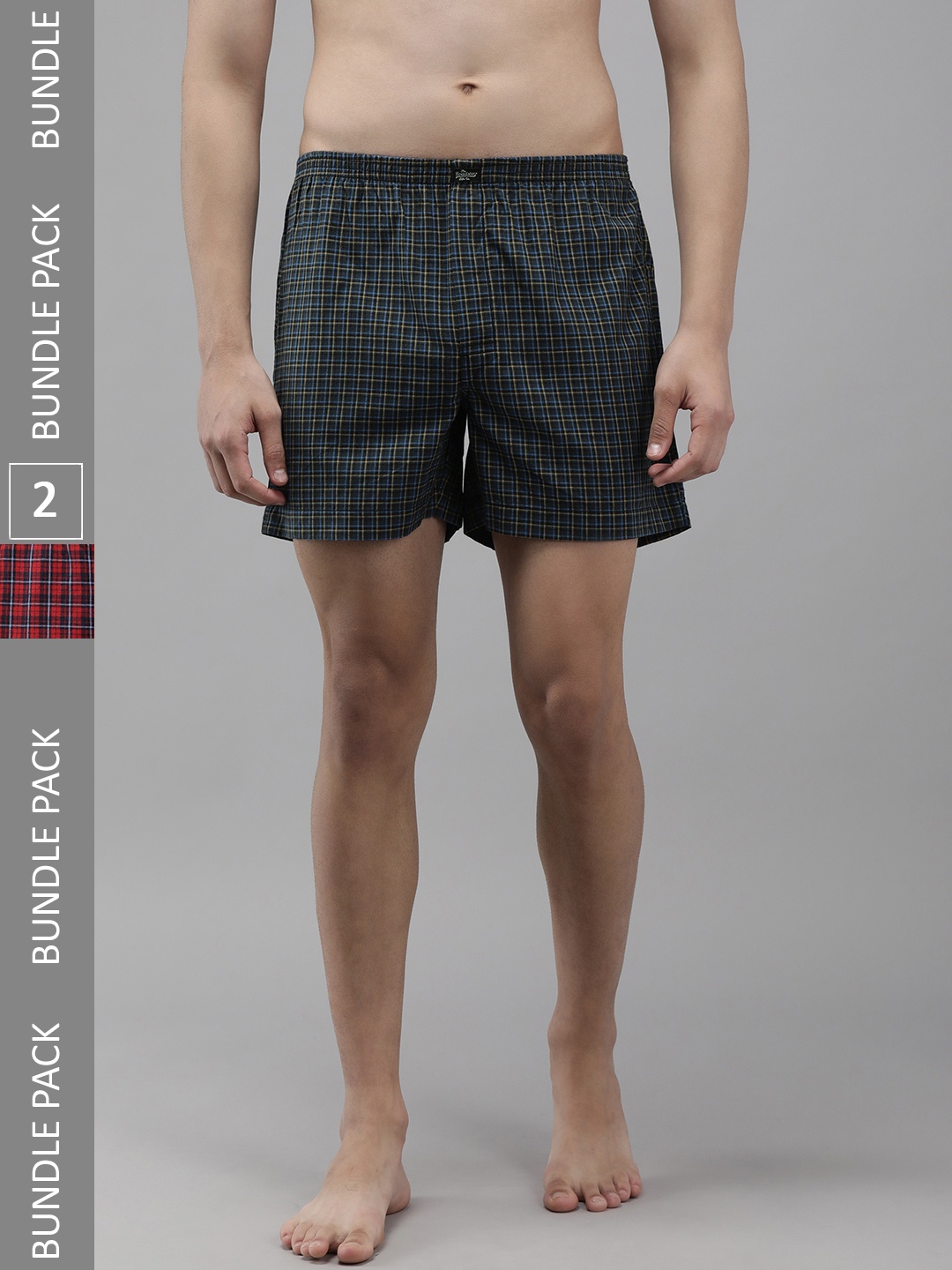 

Roadster Men Pack of 2 Checked Boxers- RDST-BOX-PRE-2PP-076, Red