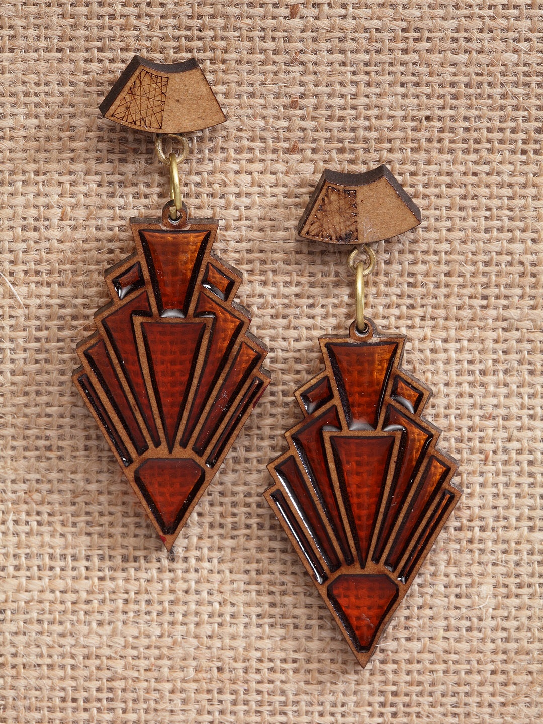 

PANASH Brown Handcrafted Wooden Quirky Drop Earrings