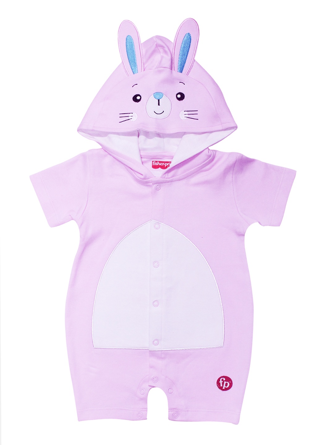 

Fisher Price X Moms Love Infant Girls Lavender & White Cotton Colourblocked Hood Rompers