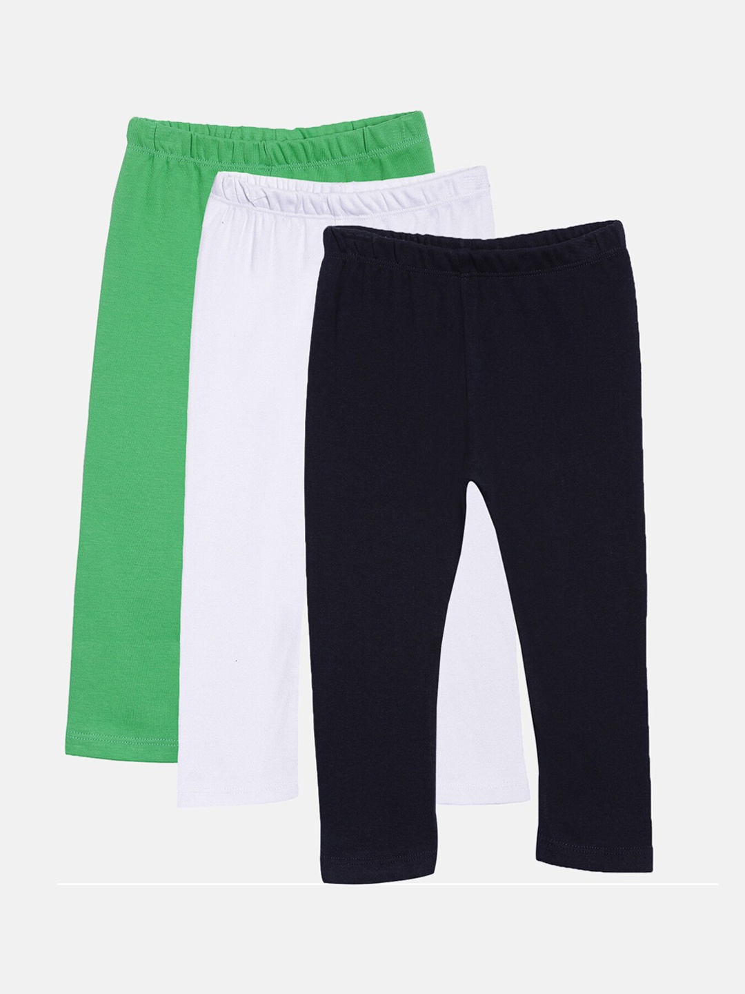 

Kryptic Girls Pack of 3 Pure Cotton Solid Ankle-Length Leggings, Green