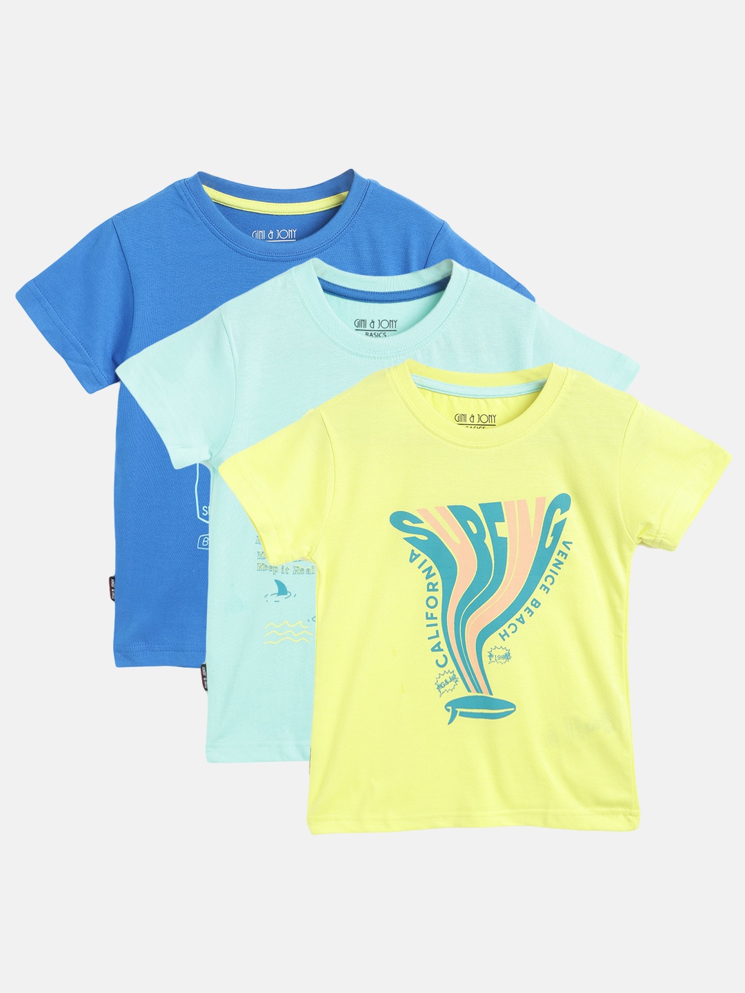 

Gini and Jony Boys Pack of 3 Graphic Print Cotton T-shirts, Yellow