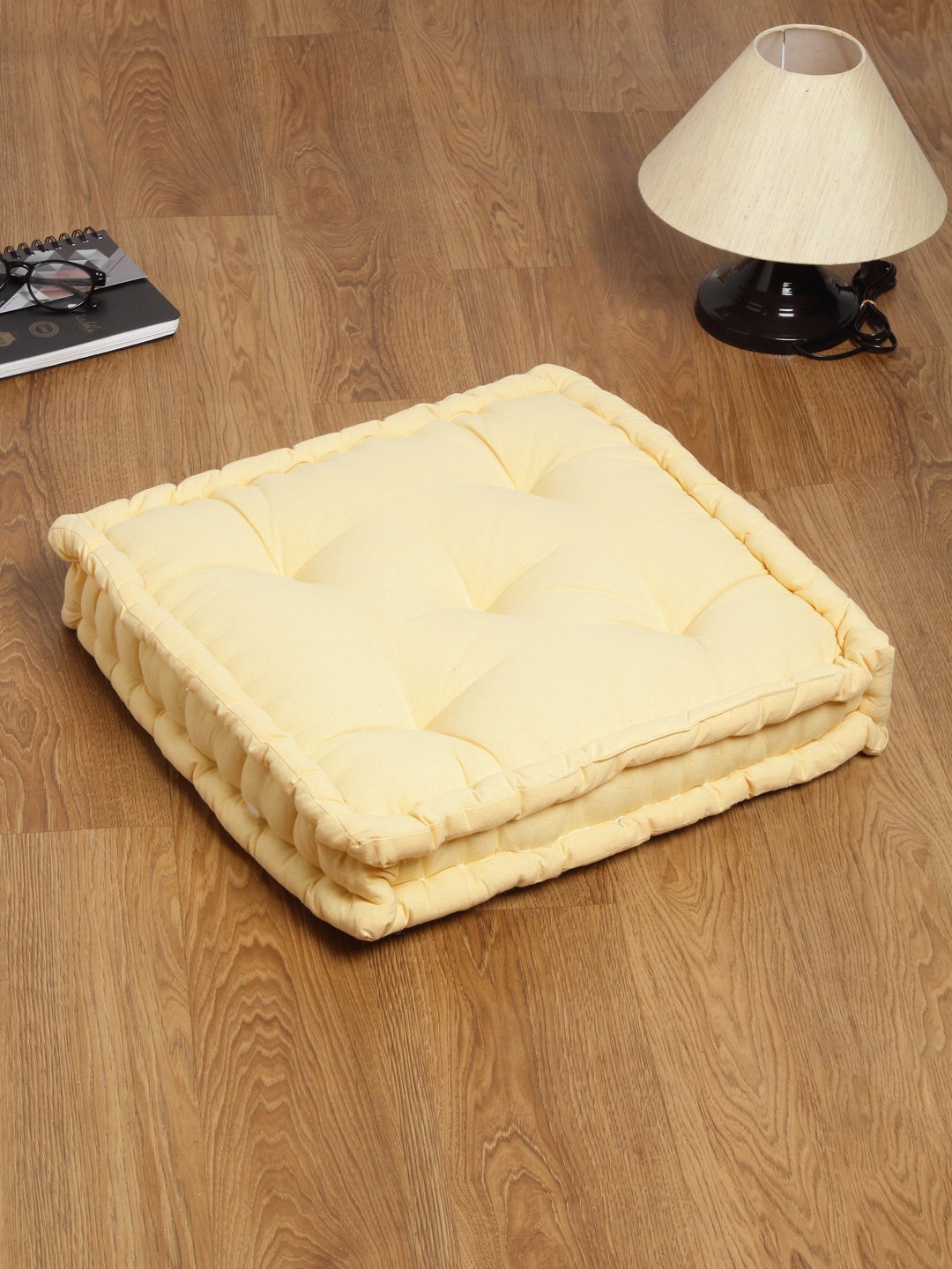 

Rajasthan Decor Beige Solid Square Floor Cushion