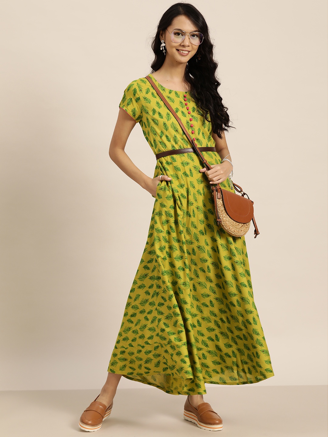 

Sangria Green Printed Maxi Dress