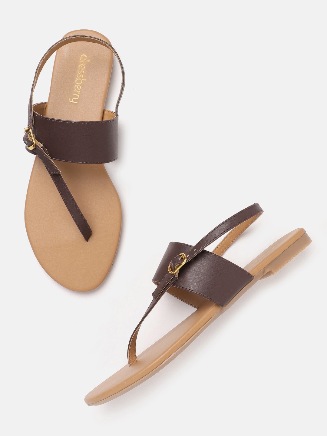 

DressBerry Women Coffee Brown Open Toe Flats