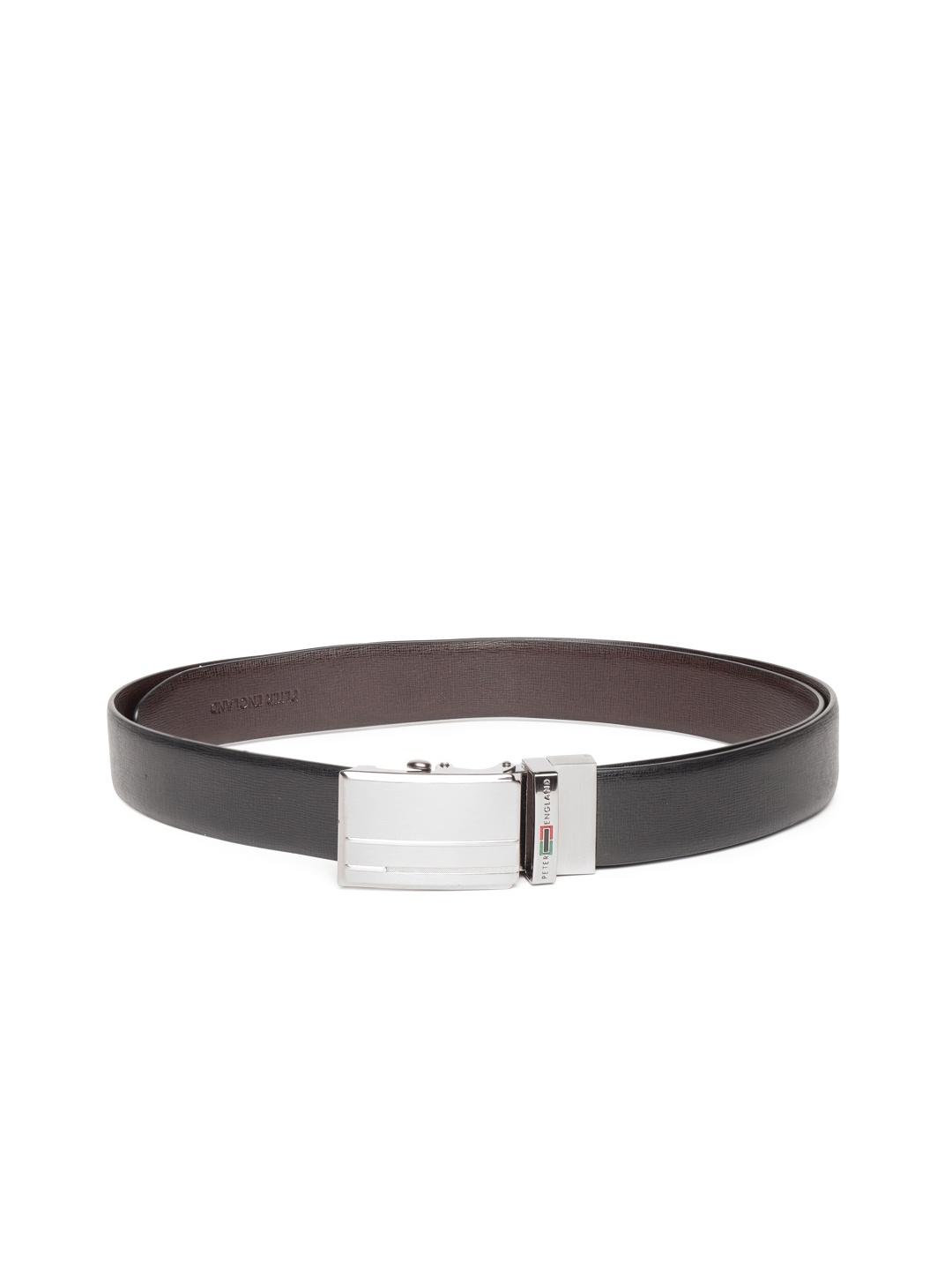 

Peter England Men Black & Coffee Brown Saffiano Textured Reversible Formal Belt
