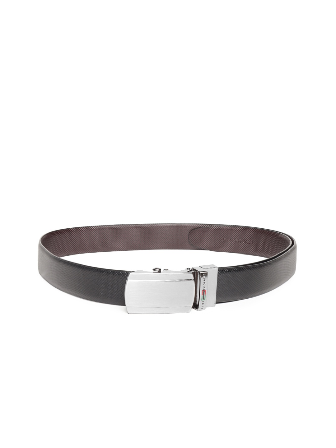 

Peter England Men Black & Coffee Brown Textured Reversible Formal Belt