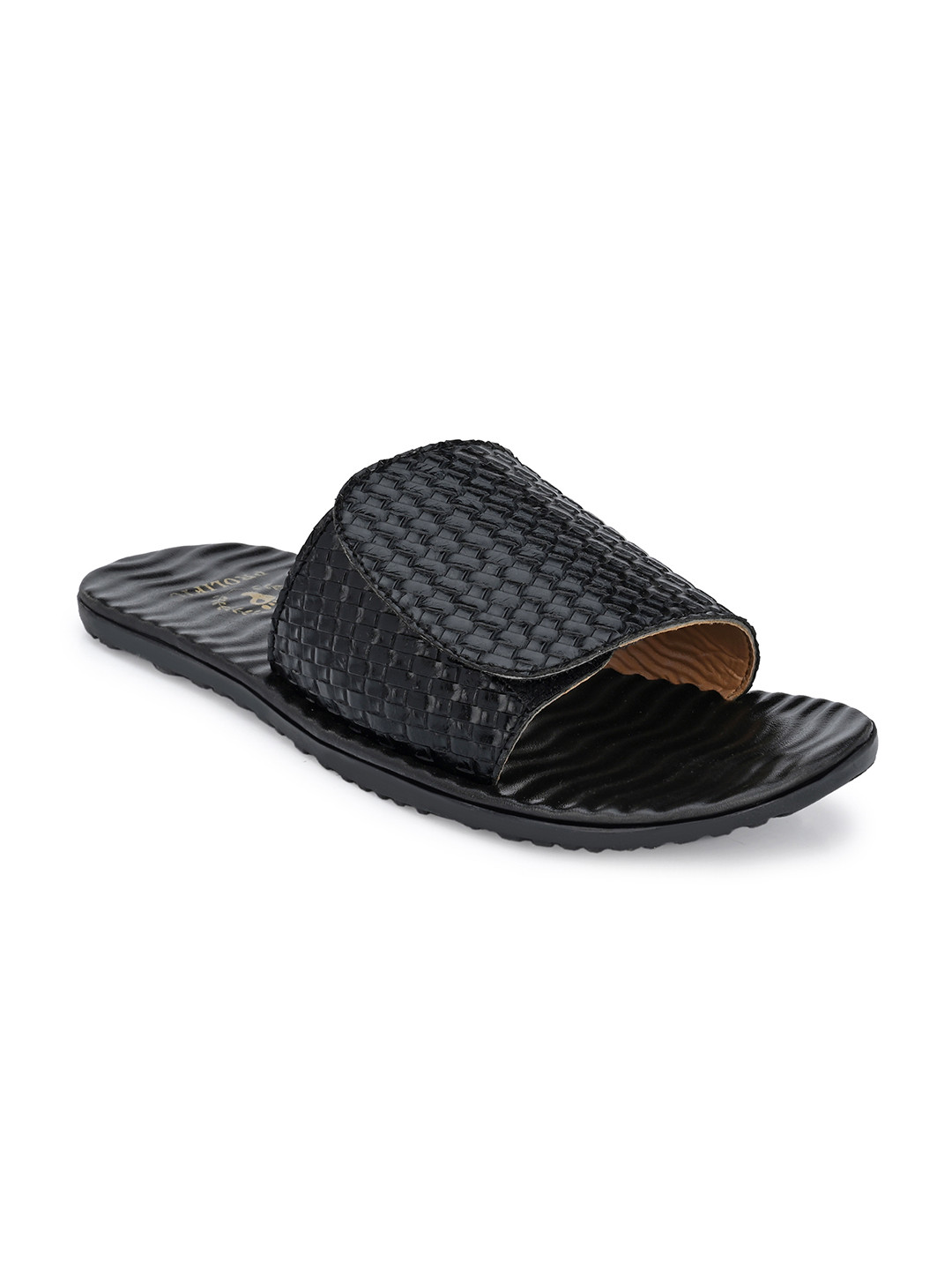 

Prolific Men Black Basketweave Textured Comfort Sandals