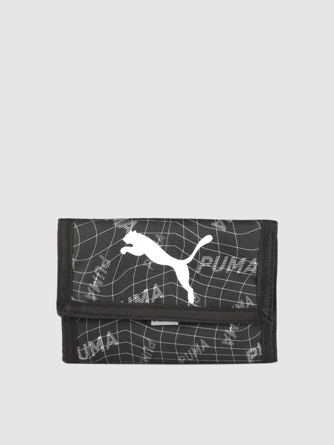 

Puma Unisex Black & White Checked Printed Zip Detail Three Fold Wallet