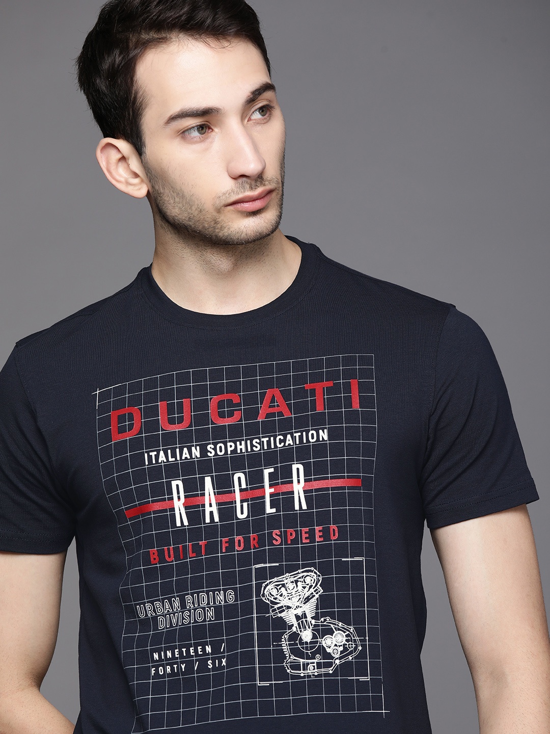 

Ducati Men Navy Blue Biker Printed T-shirt