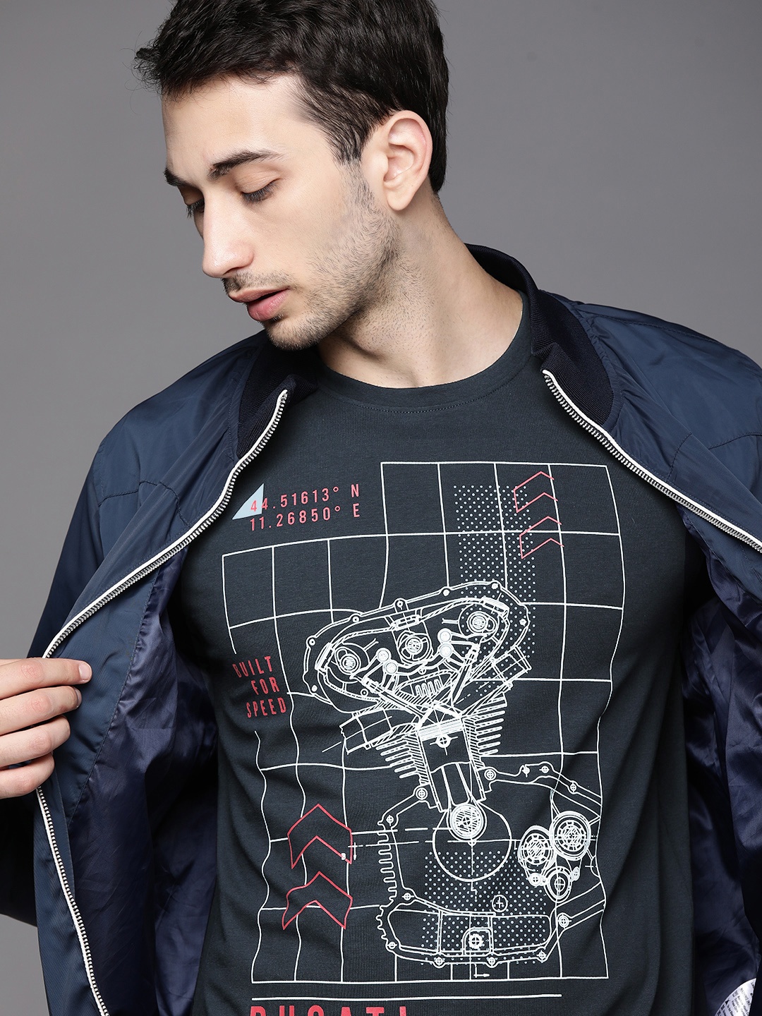 

Ducati Men Navy Blue & White Printed T-shirt