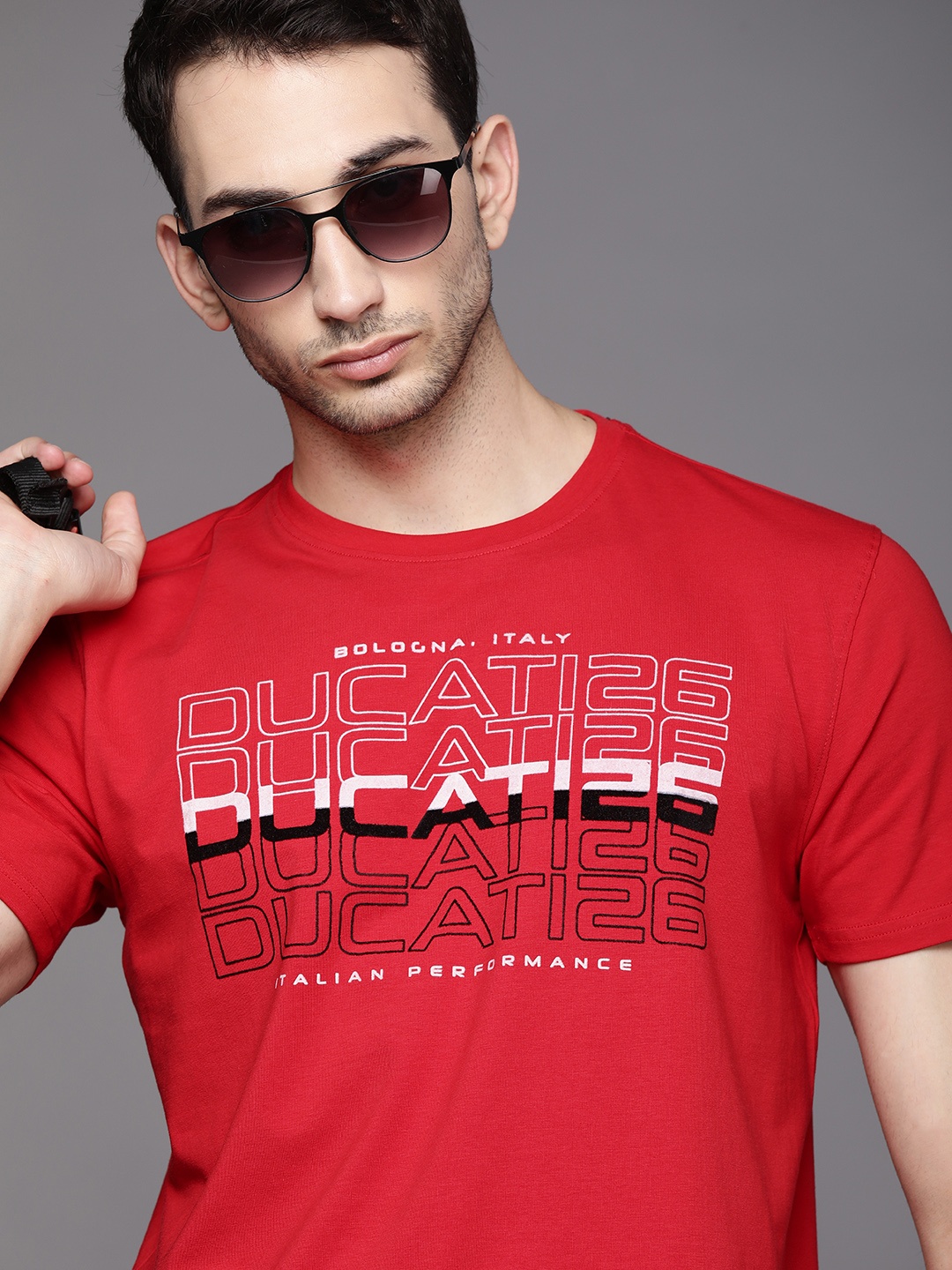 

Ducati Men Red & White Printed T-shirt