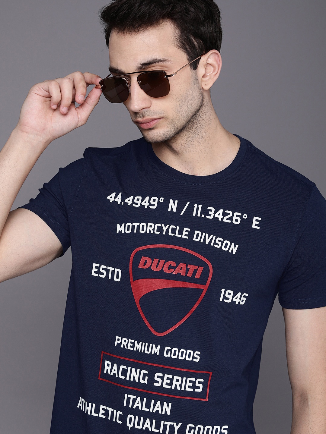 

Ducati Men Navy Blue Biker Printed T-shirt