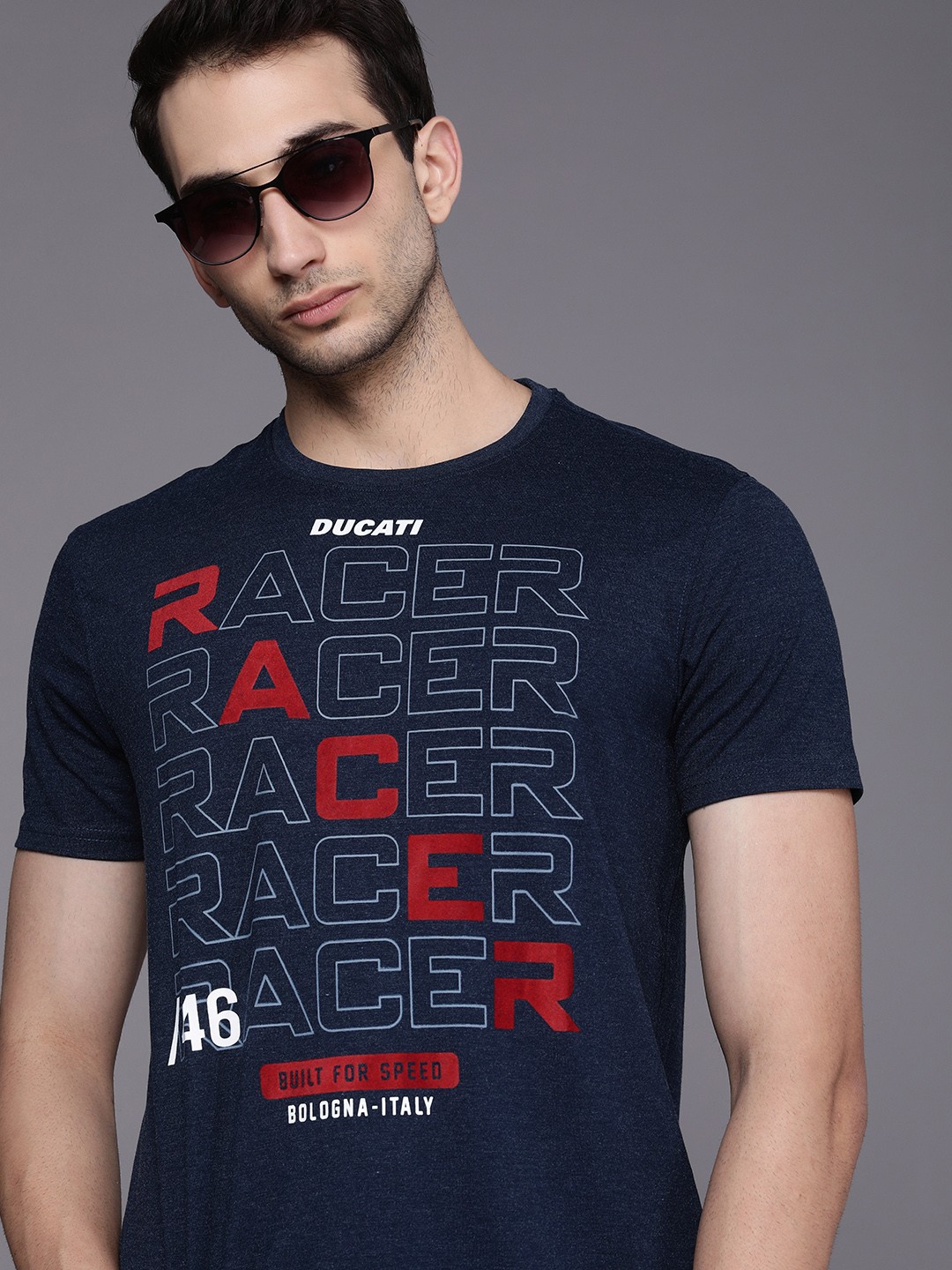 

Ducati Men Navy Blue Biker Printed T-shirt