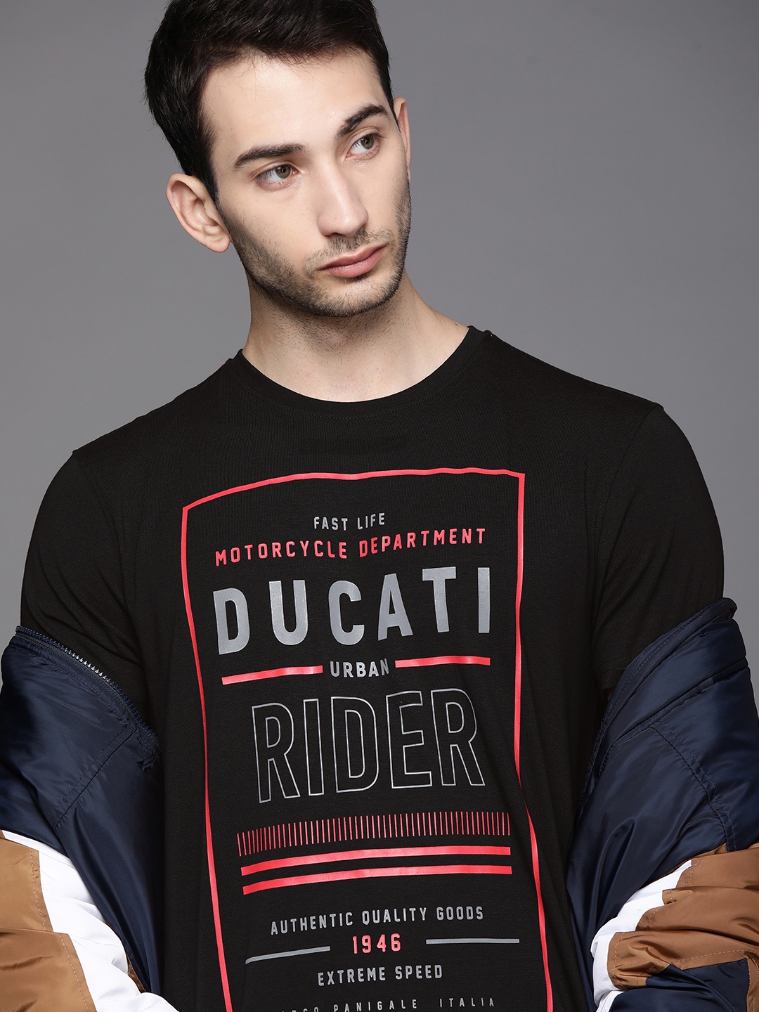 

Ducati Men Black Biker Printed T-shirt