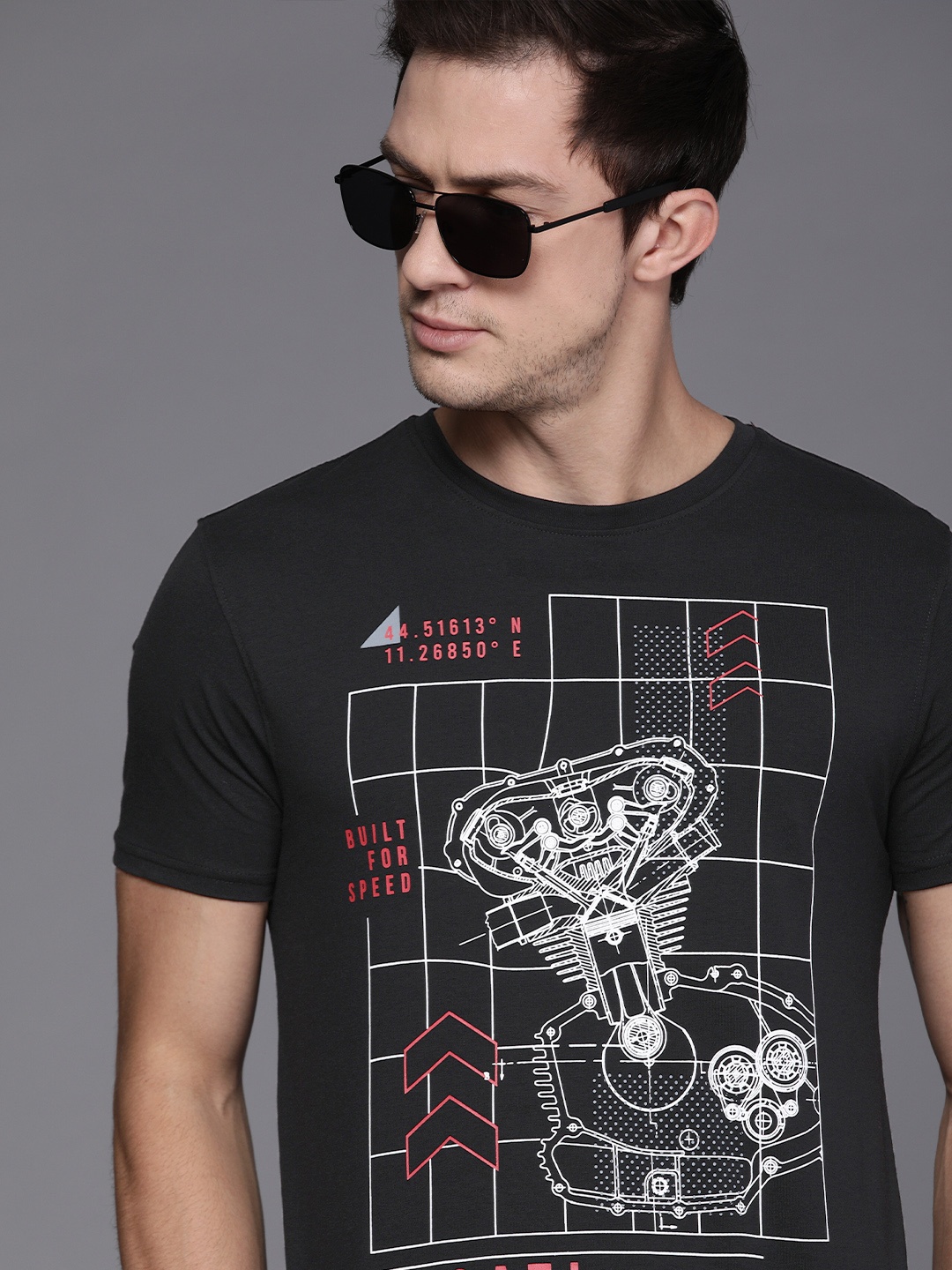 

Ducati Men Black & White Biker Printed T-shirt