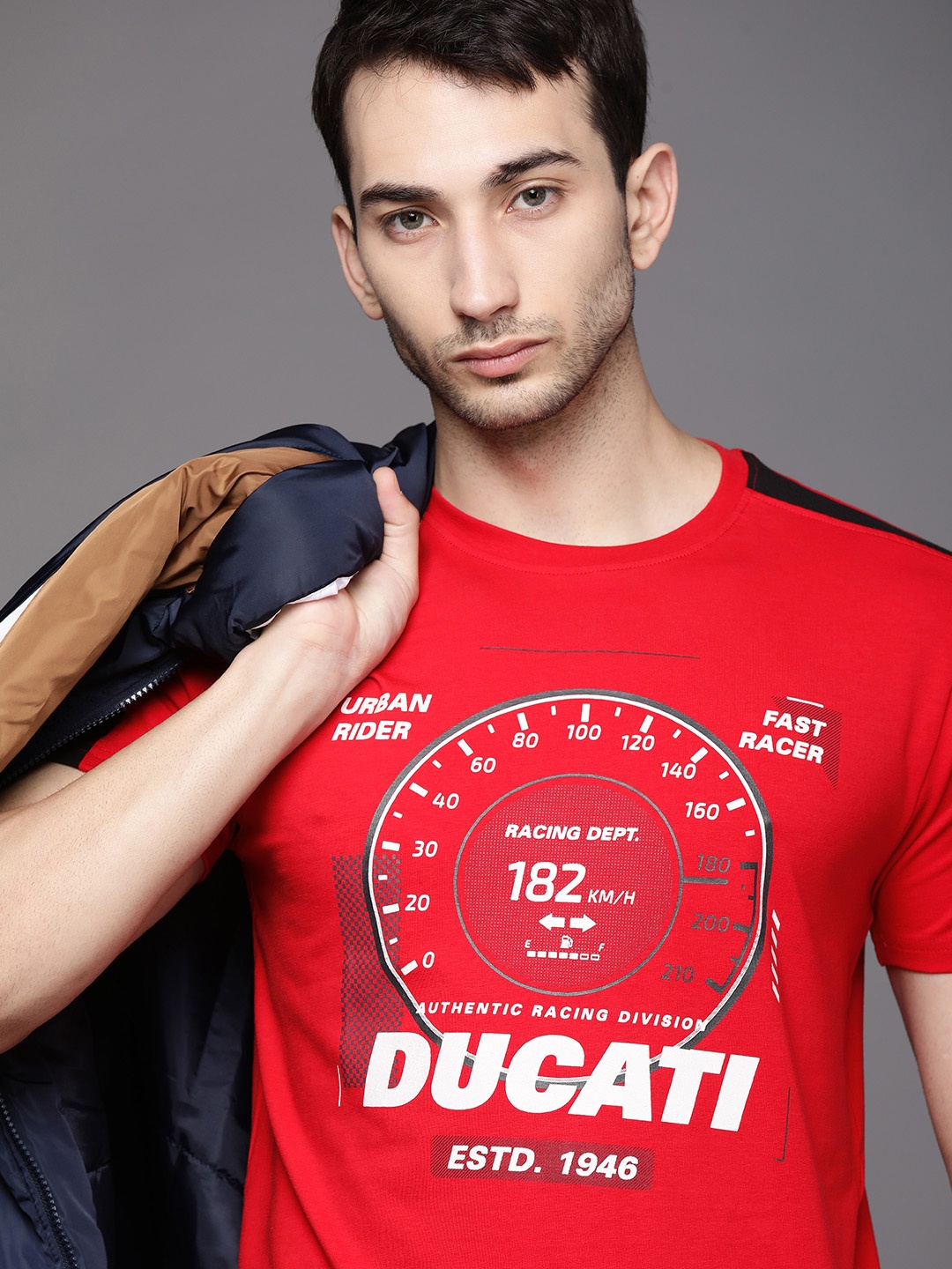 

Ducati Men Red & White Brand Logo Printed T-shirt