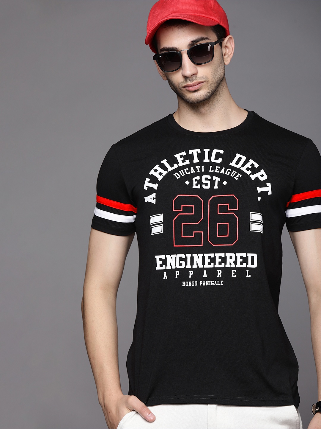 

Ducati Men Black & White Typography Printed T-shirt