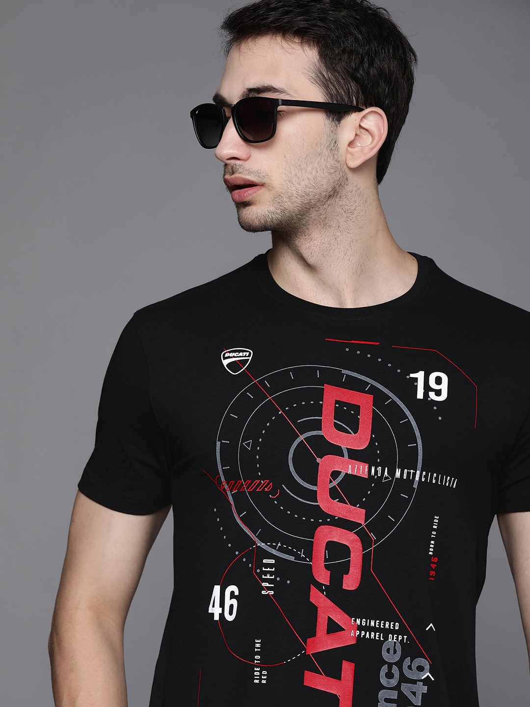 

Ducati Men Black Brand Logo Printed T-shirt