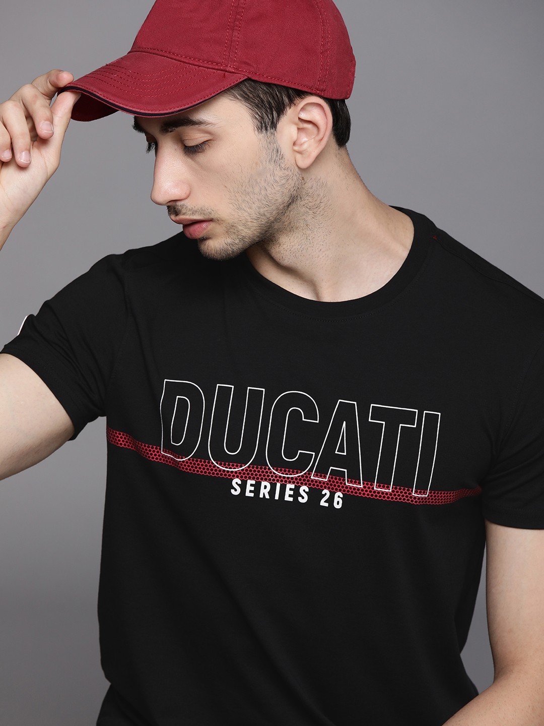 

Ducati Men Black Brand Logo Printed T-shirt