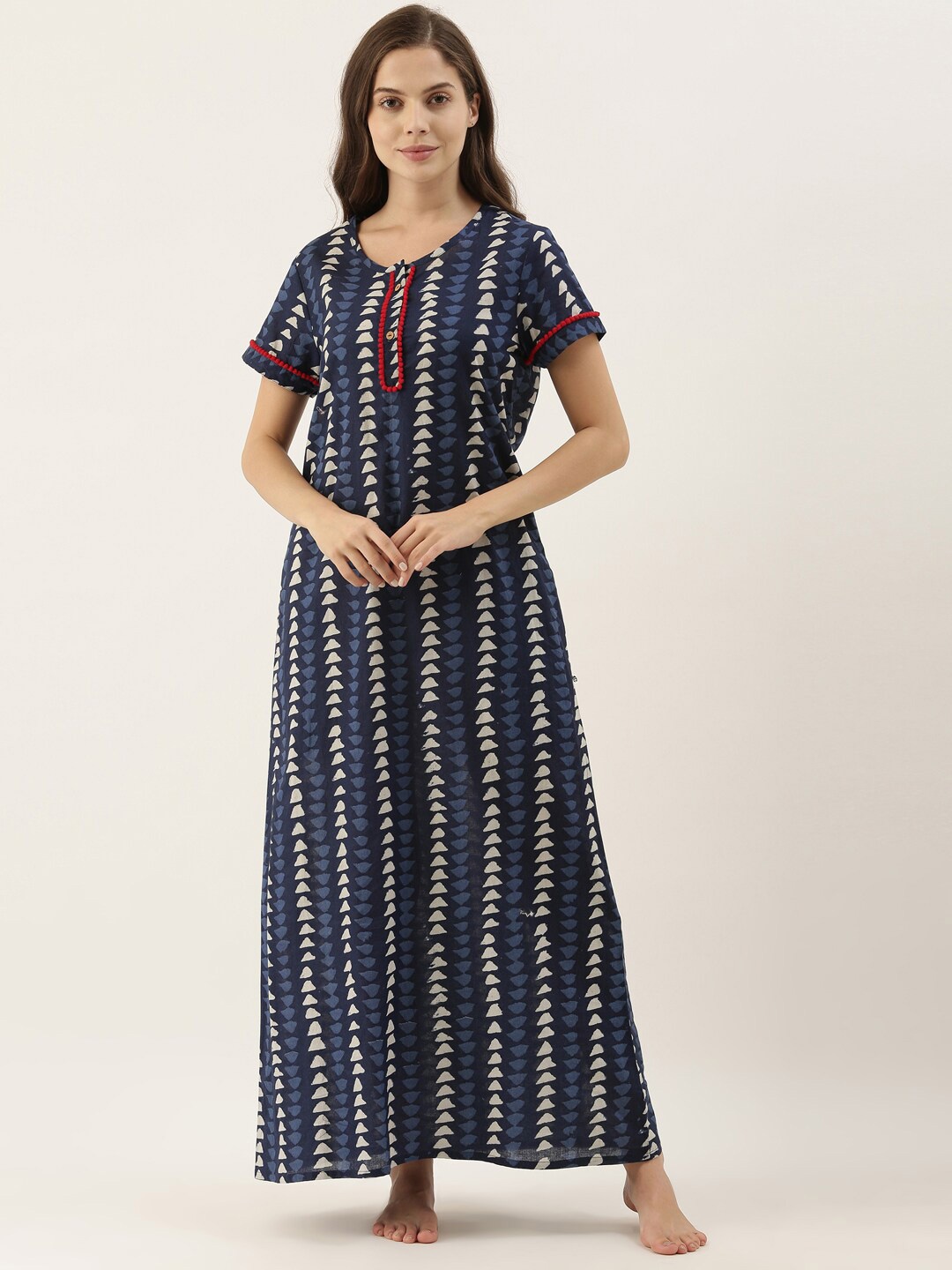 

Bannos Swagger Blue Printed Maxi Nightdress