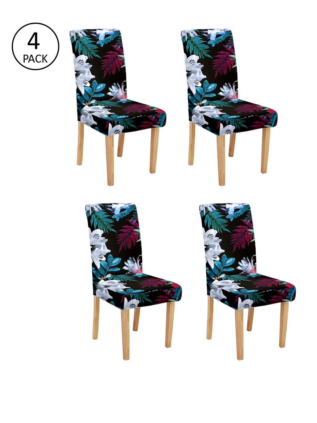 Cortina Set Of 4 Multicoloured Floral Printed Chair Covers, Multi