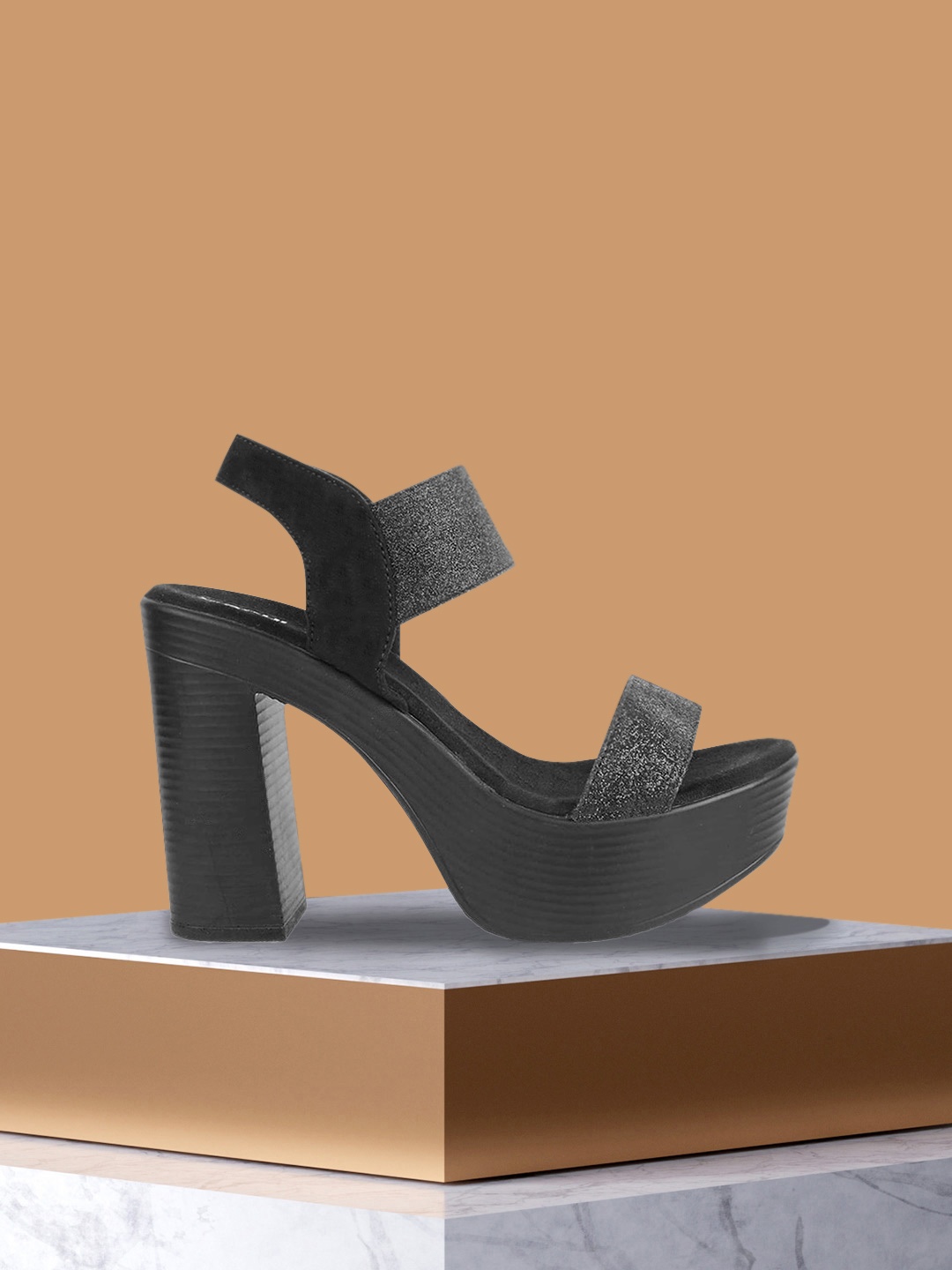 

Mochi Women Black Solid Block Heels
