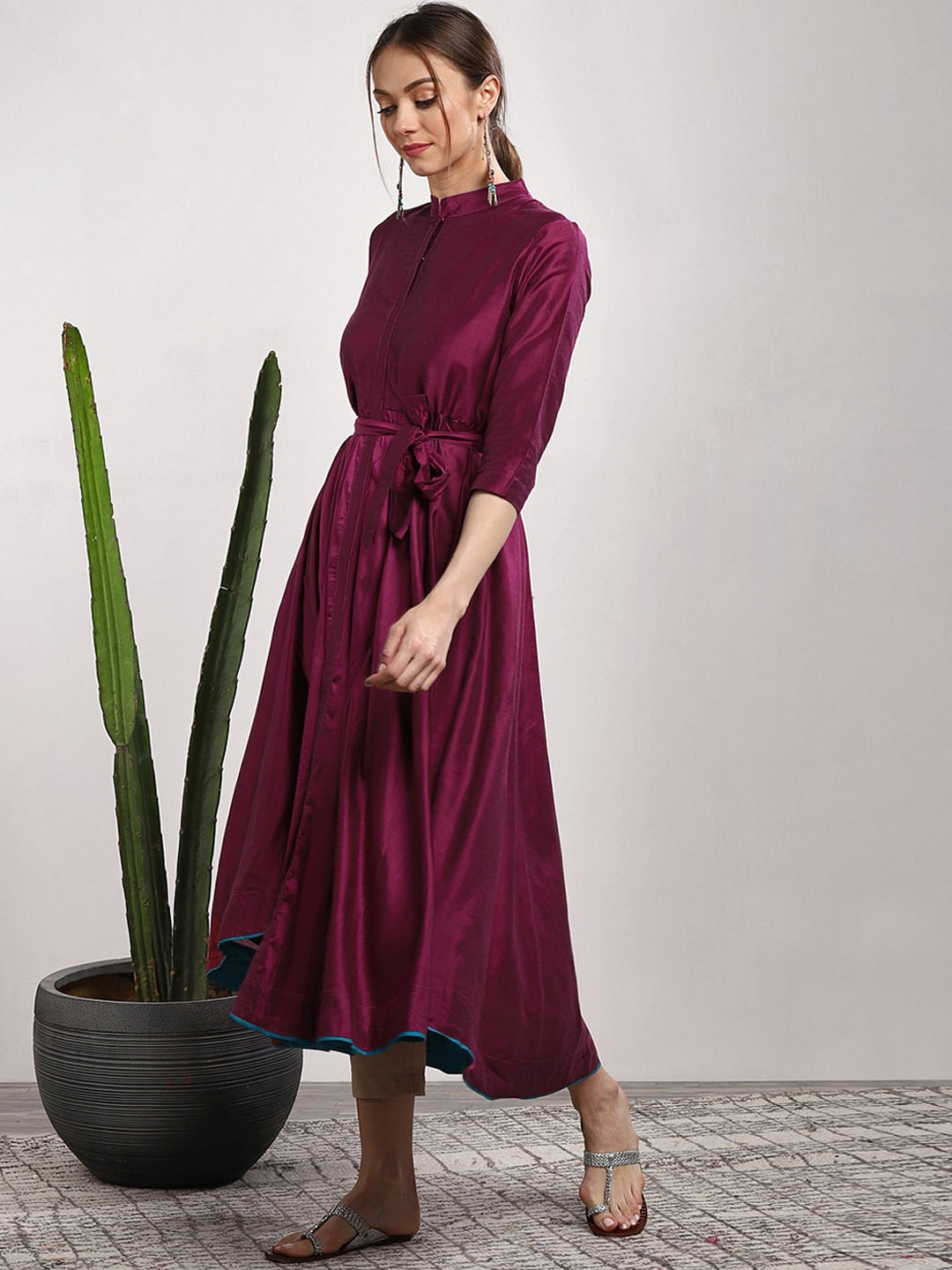 

Sangria Women Pink Solid A-Line Kurta