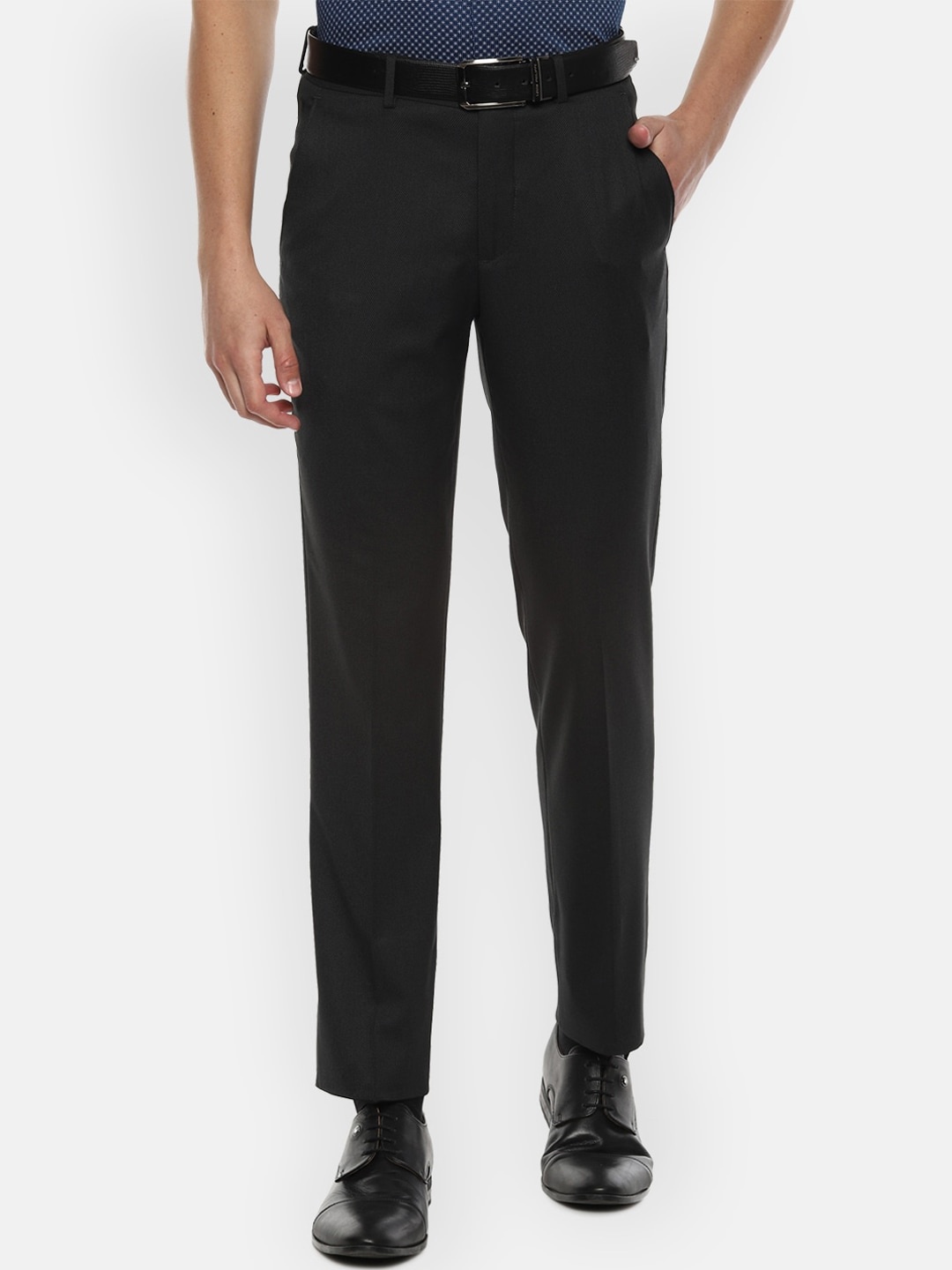 

Louis Philippe Men Black Slim Fit Solid Formal Trousers