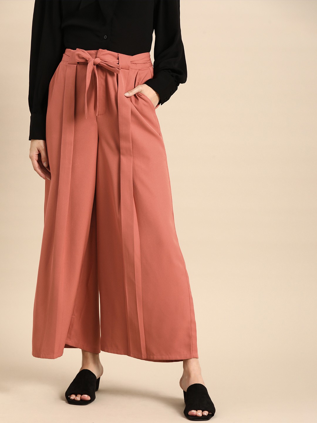 

all about you Women Rose Solid Cropped Palazzos