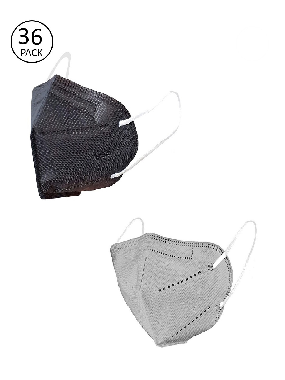 

OOMPH Unisex Pack Of 36 Solid 5-Ply Reusable Anti-Pollution KN95 / N95 Outdoor Masks, Black