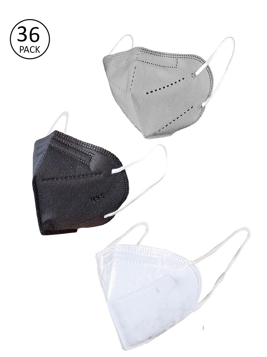 

OOMPH Pack of 36 Solid 5-Ply Reusable Anti-Pollution KN95 Masks, Black
