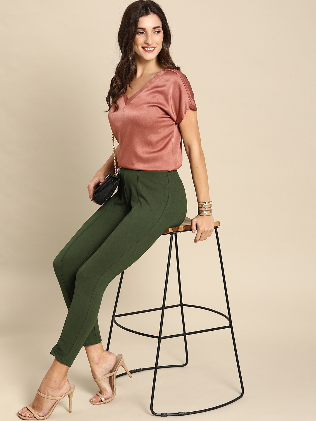 

all about you Women Olive Green Solid Cropped Jeggings