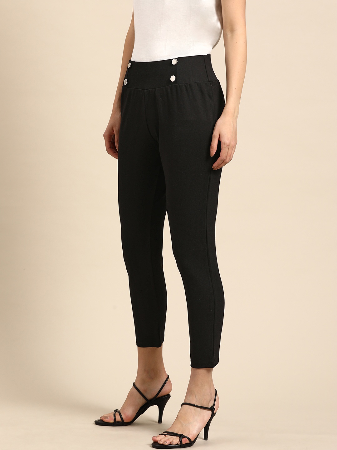

all about you Women Black Solid Cropped Treggings