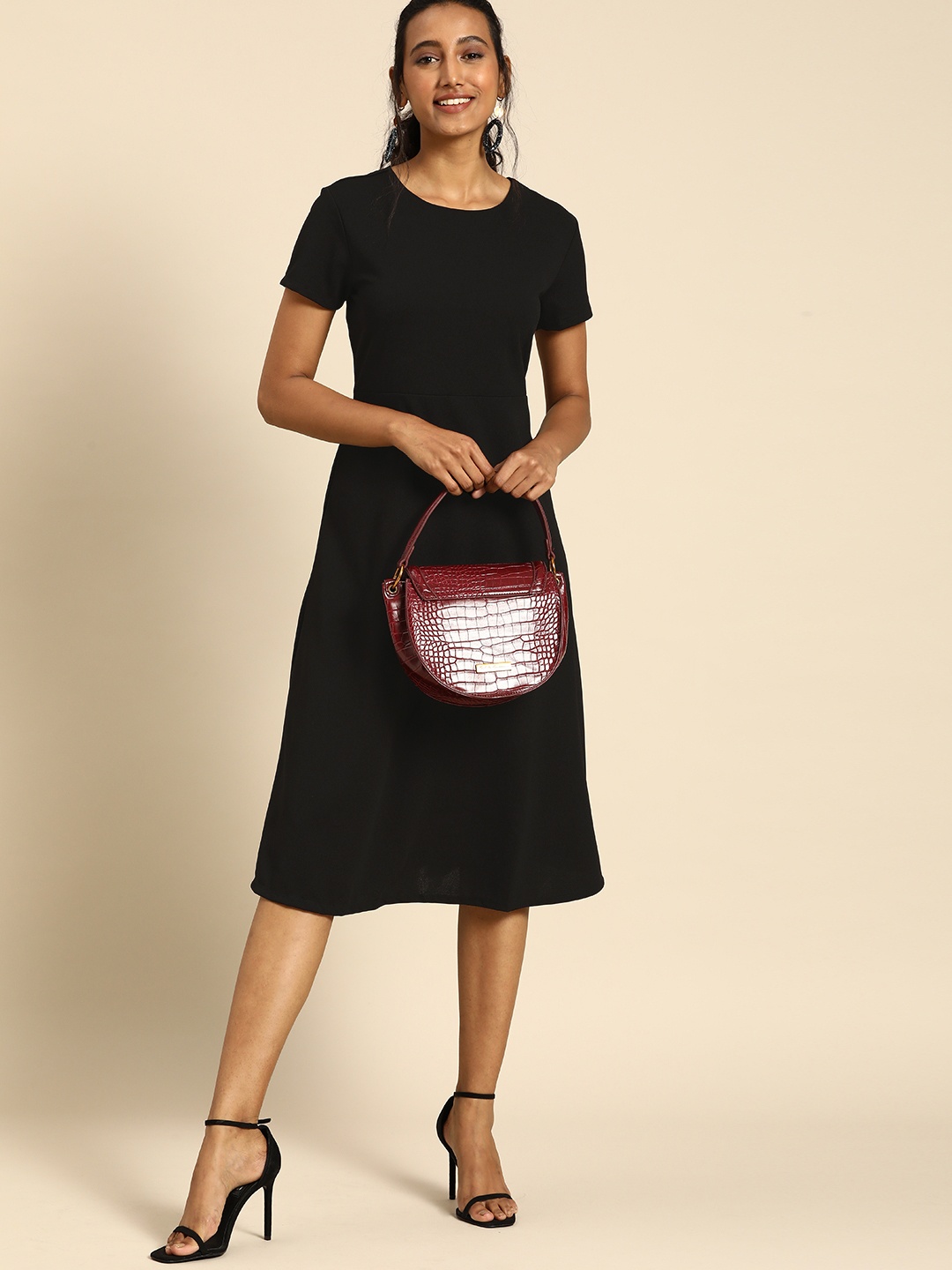 

all about you Women Black Solid A-Line Dress