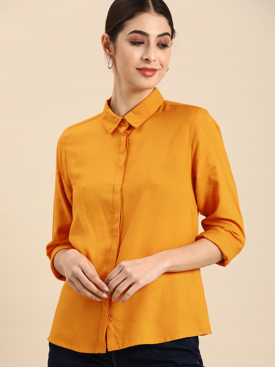 

all about you Mustard Yellow Shirt Style Top