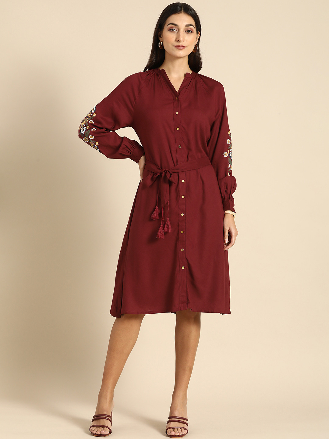 

all about you Women Maroon A-Line Dress