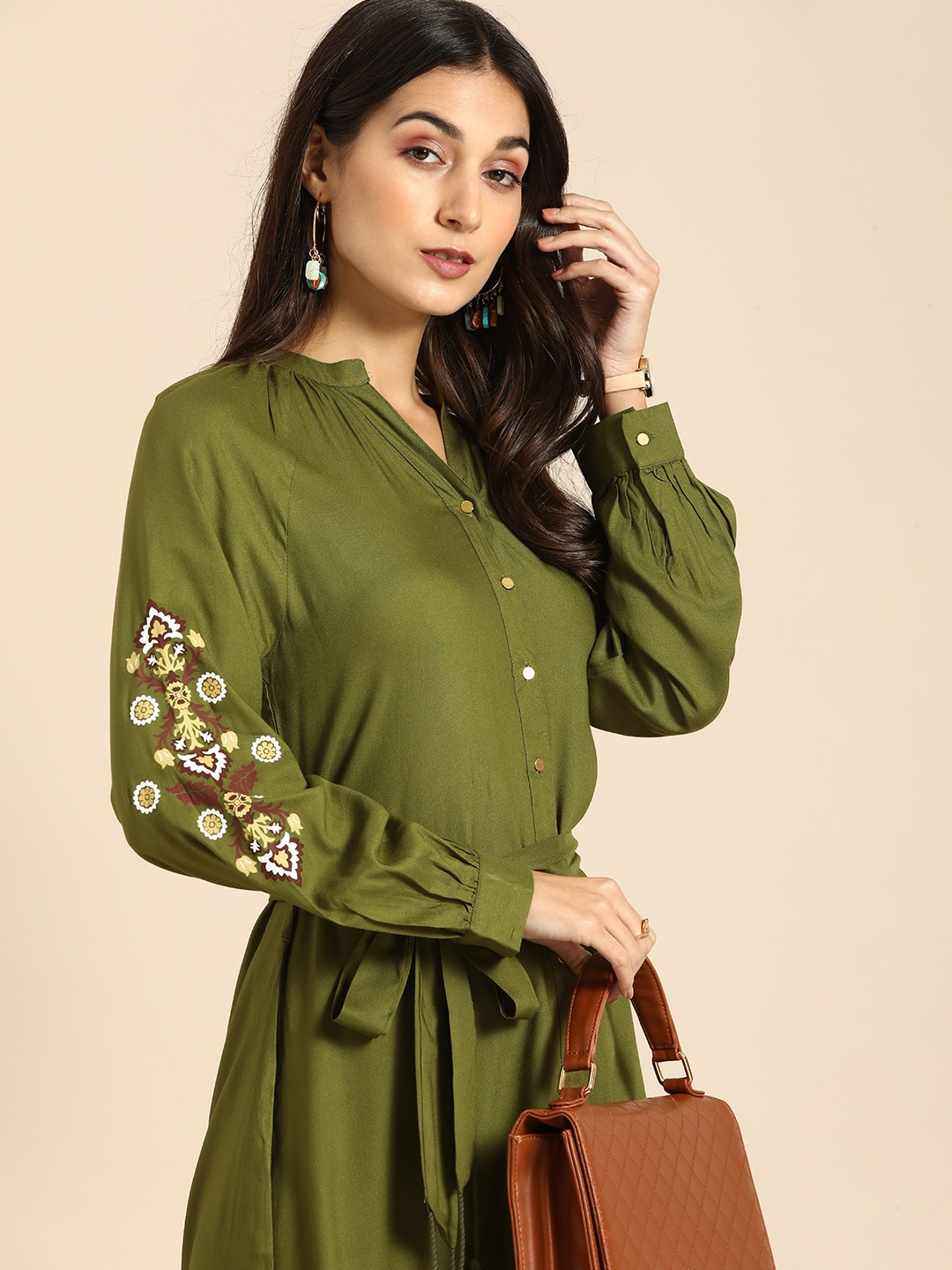 

all about you Women Olive Green A-Line Dress