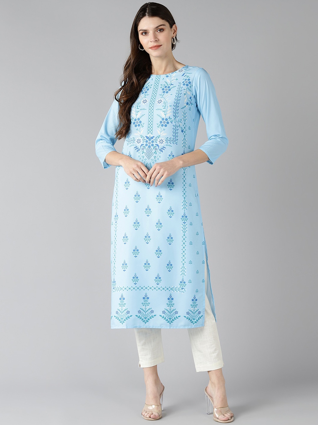 

AHIKA Women Blue Floral Printed Kurta