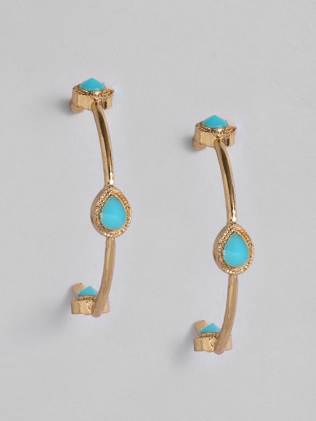 

DressBerry Turquoise Blue Rose Gold-Plated Circular Half Hoop Earrings