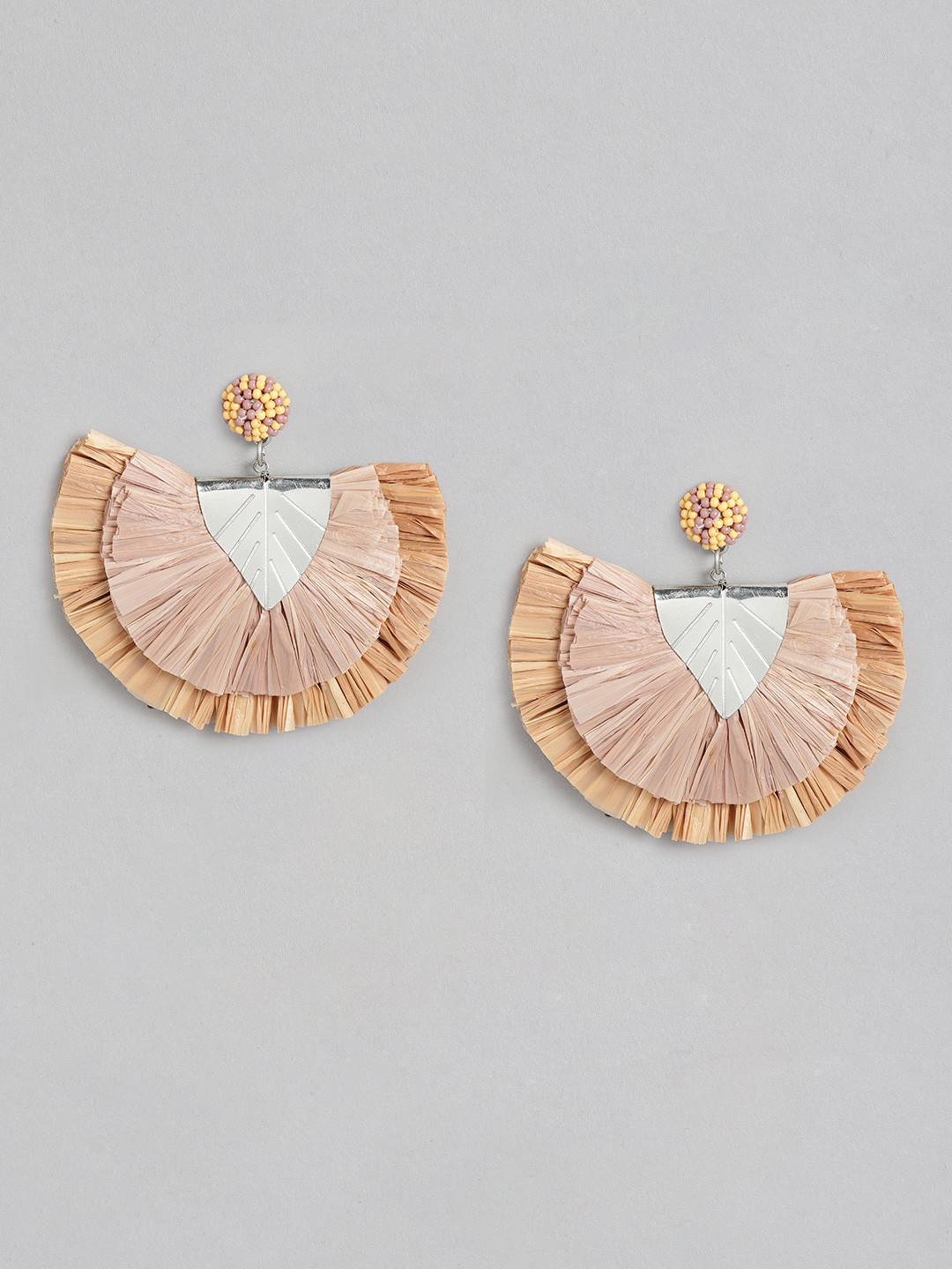 

DressBerry Beige & Silver-Toned Beaded Contemporary Drop Earrings