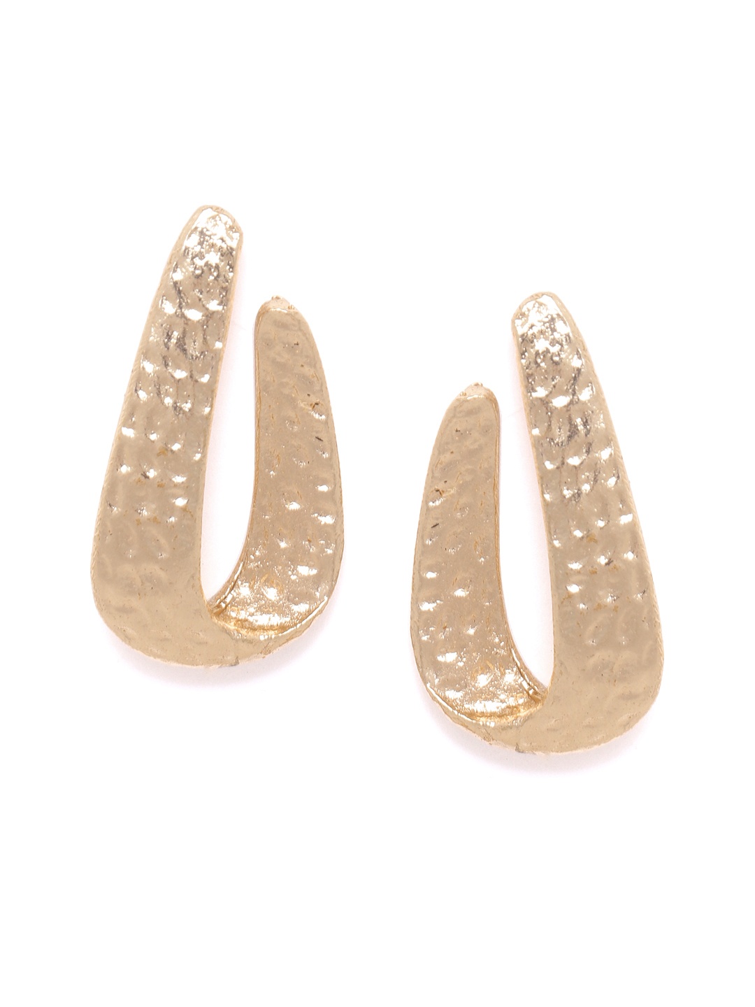 

DressBerry Gold-Toned Hammered Contemporary Drop Earrings