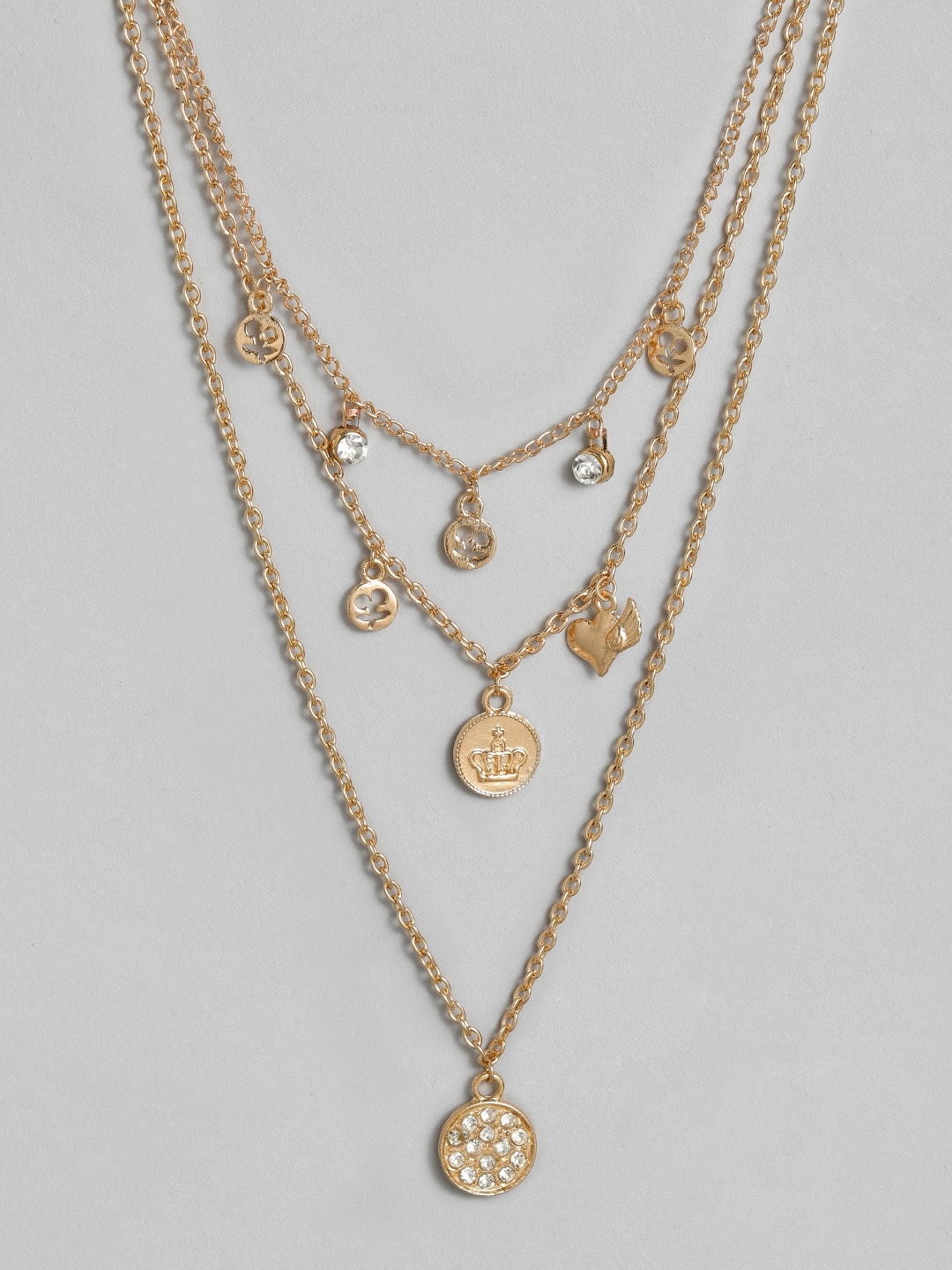 

DressBerry Gold-Toned Cherry Charm Layered Necklace