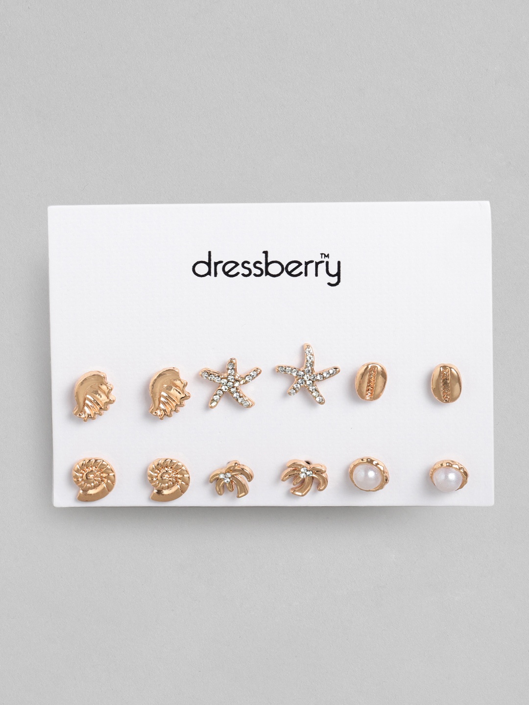 

DressBerry Set of 6 Gold-Toned Studs