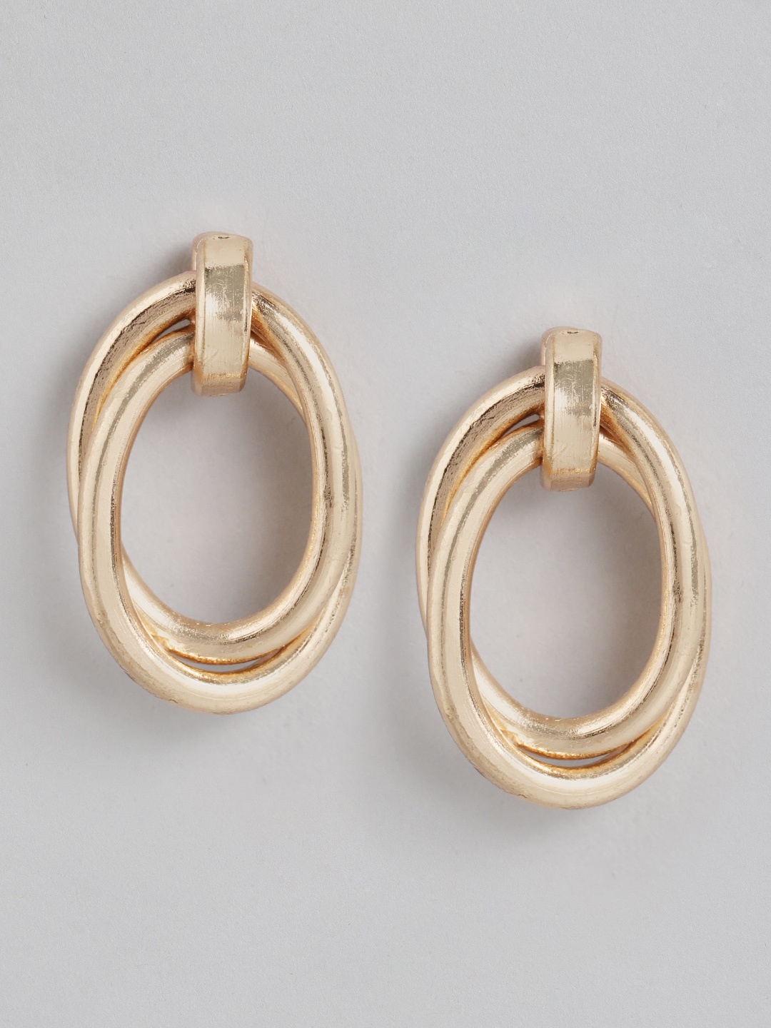 

DressBerry Rose Gold-Toned Solid Oval Drop Earrings