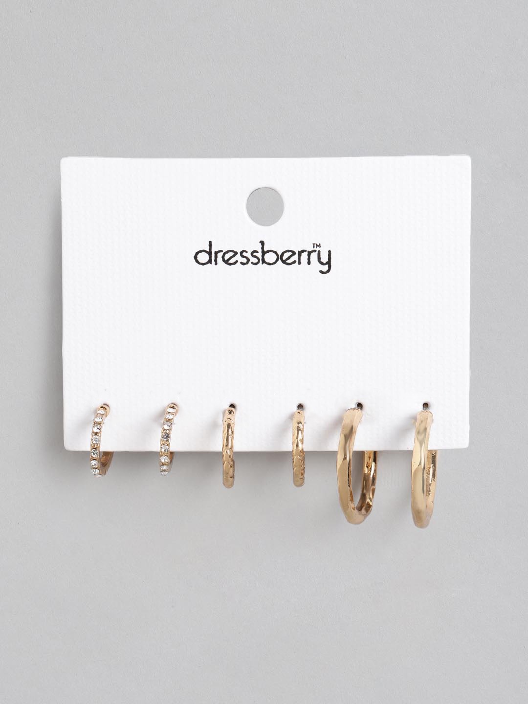 

DressBerry Set of 3 Gold-Toned Crescent Shaped Half Hoop Earrings