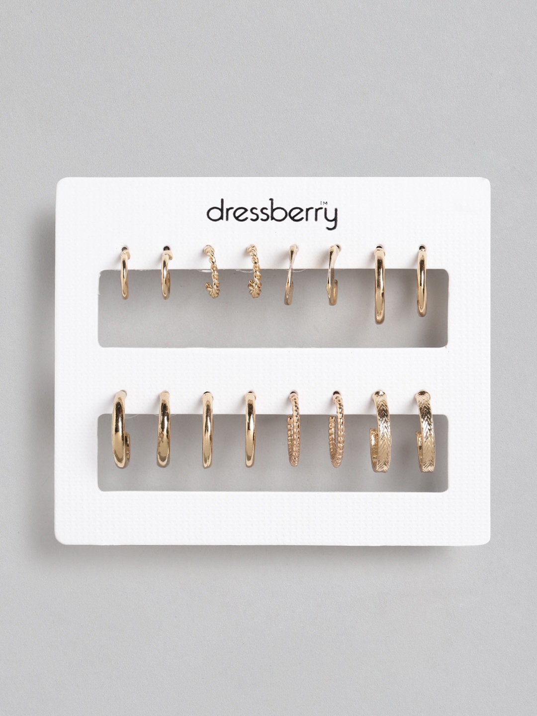 

DressBerry Set of 8 Gold-Toned Huggie Half Hoop Earrings
