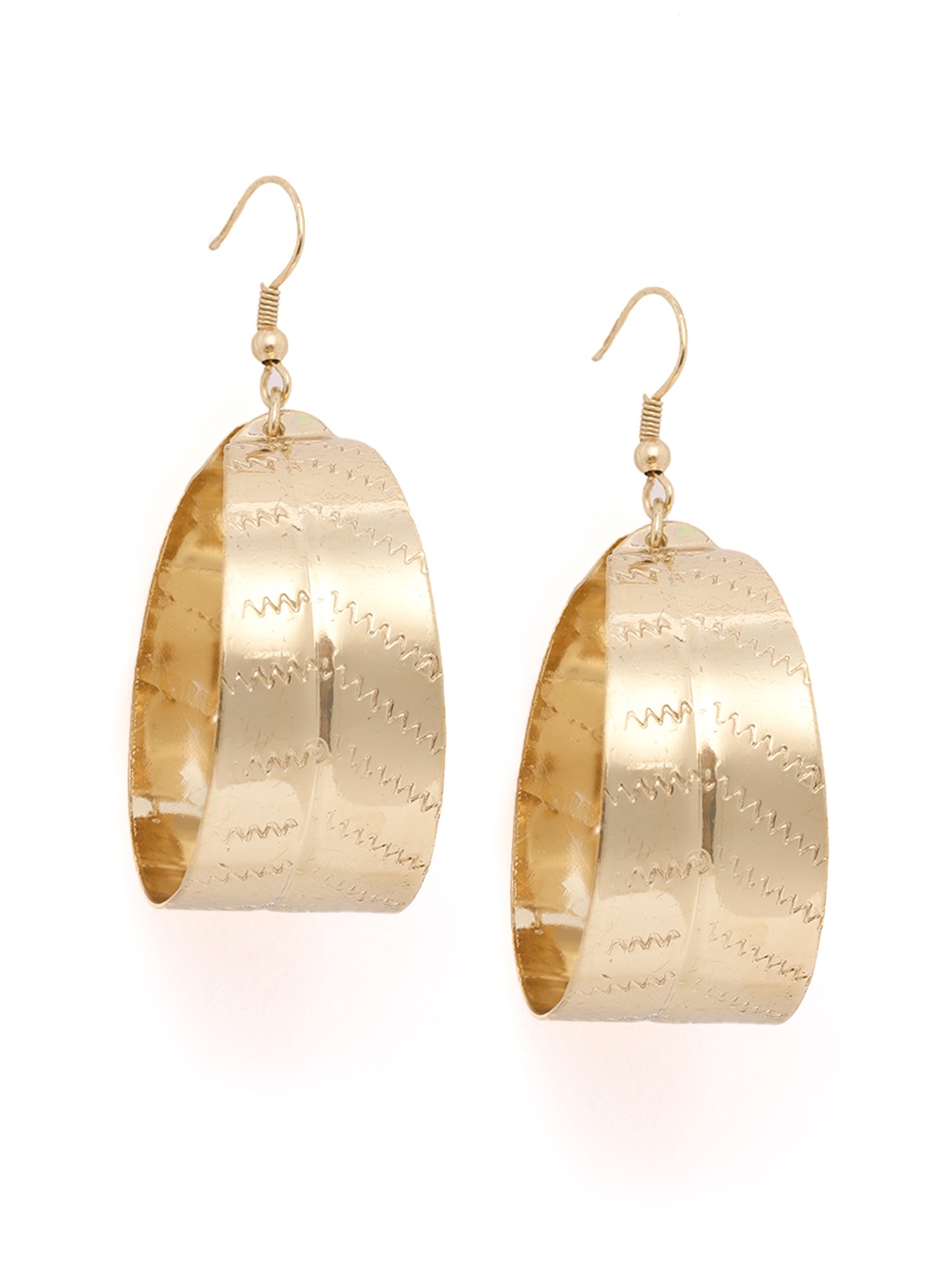 

DressBerry Gold-Toned Textured Circular Drop Earrings