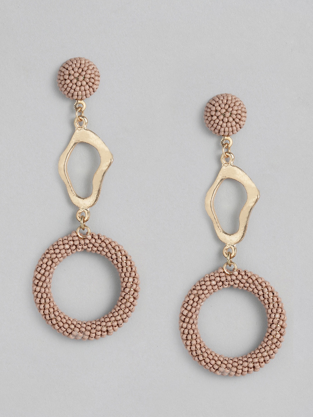 

DressBerry Rose Gold-Plated & Nude-Coloured Circular Drop Earrings
