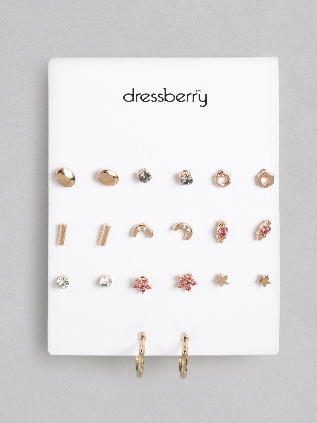 

DressBerry Set of 10 Gold-Toned Earrings